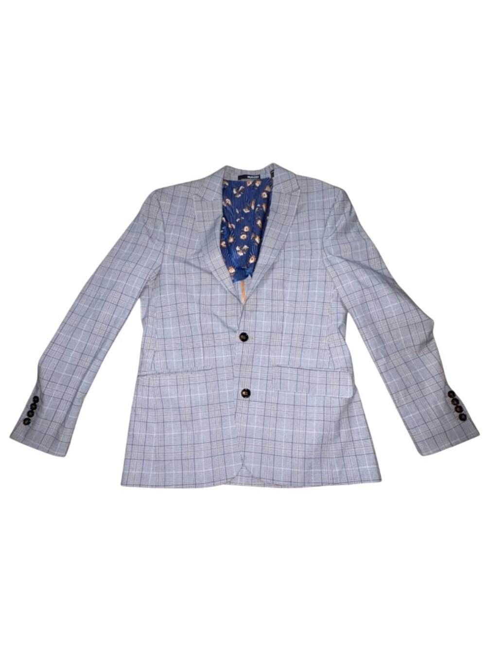 Murano Slim Fit Mens Plaid 2 Button Front Jacket-Blue/Gray-Size Small-GUC